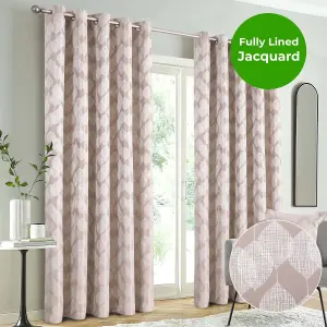 Home Curtains Halo Lined 90w x 72d" (229x183cm) Natural Eyelet Curtains (PAIR)