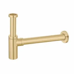 Luxury Curve Brushed Brass Basin Tap & Minimalist Round Bottle Trap