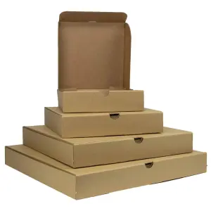 100 x Brown 14" (14.5 x 14.5 x 2") Cardboard Postal, Takeaways, Restaurants, Desserts & Pizza Take Out Boxes