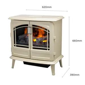 Dimplex Optimyst 2000W Gloss Crème Cast enamel effect Electric Stove