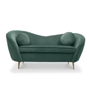 2 Seater Loveseat Small Sofa in Velvet Bottle Green