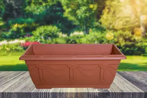 2 x Large Venetian Patio Planter Trough Plant Pot 60cm Plastic Terracotta Colour Pot