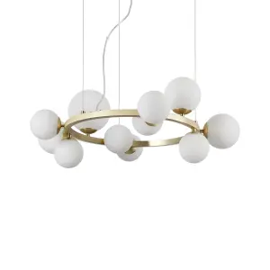 Luminosa Perlage 11 Light Round Globe Pendant Ceiling Light Brass