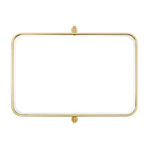 Metal Rectangular Decorative Wall Mounted Mirror in Gold