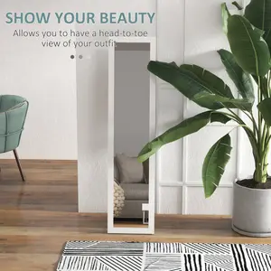 Mahalet Rectangle Wood Floor Mirror White