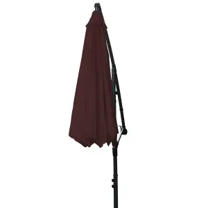 SunDaze 3M Wine Red Garden Patio Cantilever Banana Hanging Umbrella, Parasol Base & Weather Protective Cover