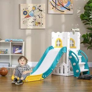 AIYAPLAY 4 in 1 Kids Slide for Indoor Use, for Toddler 1-3 Years Old, Yellow