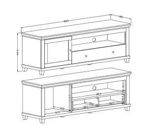 Evora 40 TV Cabinet W1810mm H610mm D490mm - Green & Oak Lefkas, Sleek Design with Cable Management