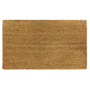 JVL Plain Coir Entrance Doormat, Latex Backed, 45x75cm