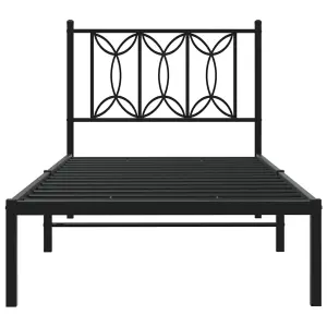 Berkfield Metal Bed Frame without Mattress with Headboard Black 90x200cm