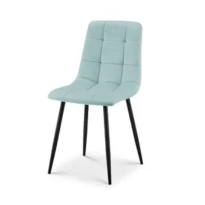 Zurich Blue Velvet Embossed Dining Chair for Modern Elegance