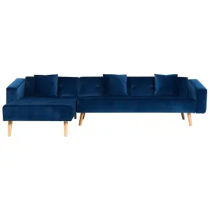 Corner Sofa VADSO Navy Blue Velvet Right Hand