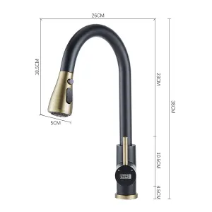 Black Gold Retractable Commercial Pull out Kitchen Tap Mixer Tap Faucet