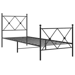 Berkfield Metal Bed Frame without Mattress with Footboard Black 75x190cm