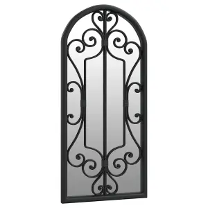 Berkfield Garden Mirror Black 100x45 cm Iron for Outdoor Use