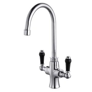 Tre Mercati Kitchen Tap Victoria Black Twin Lever Traditional Sink Mixer TM92090