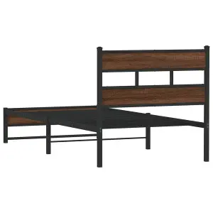 Berkfield Metal Bed Frame without Mattress Brown Oak 107x203 cm