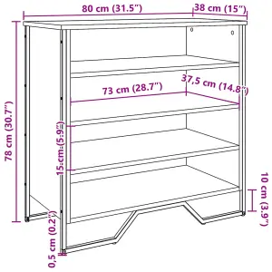 Berkfield Shoe Cabinet Sonoma Oak 80x38x78 cm Engineered Wood