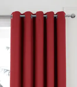 Home Curtains Woven Blockout 65w x 90d" (165x229cm) Red Eyelet Curtains (PAIR)