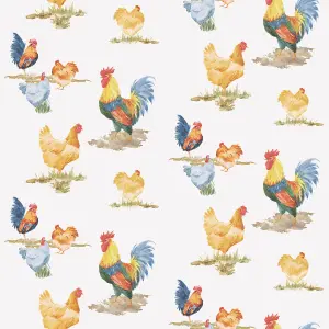 Galerie Just Kitchens Beige Free Range Chickens Wallpaper Roll