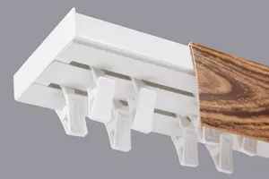 Double Curtain Ceiling Rail Track PCV 360 cm (L) CLIPS + OAK COVER