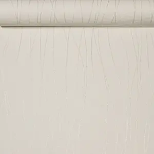 White Sliver Glitter Metallic Thin Lines Waves Textured Wallpaper