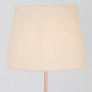 ValueLights Modern Copper Metal Standard Floor Lamp With Beige Tapered Shade - Includes 6w LED Bulb 3000K Warm White