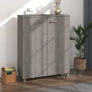 Shoe Cabinet HAMAR Light Grey 85x40x108 cm Solid Wood Pine