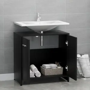 Berkfield Bathroom Cabinet Black 60x33x61 cm Engineered Wood