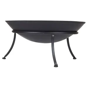 URBNLIVING 40cm Diameter Large Cast Iron Fire Bowl Traditional Log Fire Pit Outdoor Heating Camping BBQ