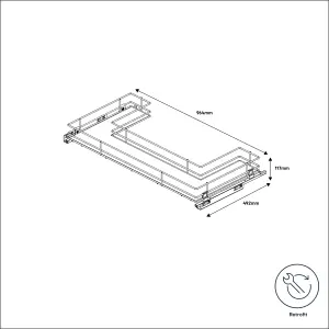 GoodHome Pebre Grey Under-sink 100cm Pull-out storage