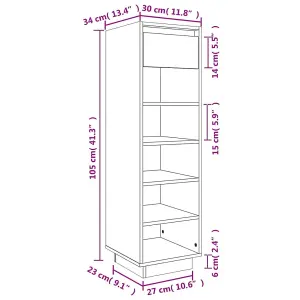 Shoe Cabinet White 30x34x105 cm Solid Wood Pine