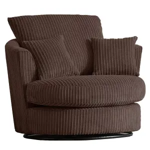 Luxor Jumbo Cord Chocolate Fabric Single Seater 360 Degree Swivel Chair Sofa Accessory