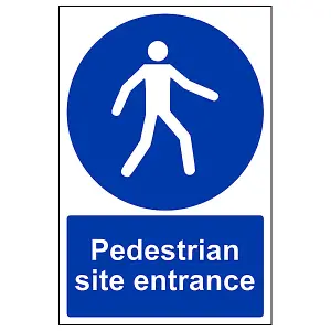 Pedestrian Site Entrance Public Safety Sign - Adhesive Vinyl - 300x400mm (x3)