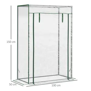 Outsunny 100 x 50 x 150cm Greenhouse w/ Zipper Roll-up Door Outdoor Transparent