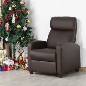 Yaheetech Brown PU Leather Recliner Chair with Pocket