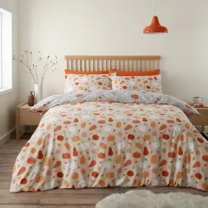 Catherine Lansfield Bedding Brushed Cotton Autumn Gonks Reversible Duvet Cover Set with Pillowcases Grey