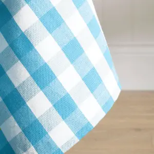 Homescapes Blue Block Check Cotton Gingham Tablecloth 137 x 137 cm