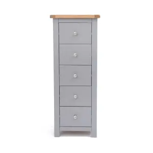 Mirano 5 Drawer Narrow Chest of Drawers Chrome Knob