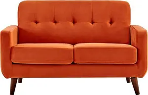 Clarence 2-Seater Sofa Burnt Orange Velvet, Two-Seater Orange Fabric Sofa - Daals - Sofas