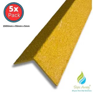 Stair & Step Nosing Cover Anti Slip Treads GRP Heavy Duty for High Traffic Areas - YELLOW 5x GRP nosing yellow 1500mm