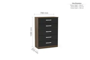 Birlea Lynx 5 Drawer Chest Black