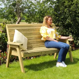 Zest Freya Wooden 3 Seater Garden Outdoor Bench Chair Patio Park