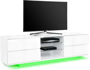 Centurion Supports Avitus High Gloss White with 4-White Drawers up to 65" LED/OLED/LCD TV Cabinet with LED Lights