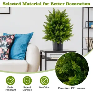 Costway Set of 2 50cm Artificial Cedar Topiary Ball Tree Faux Shrub Brush Potted Tree