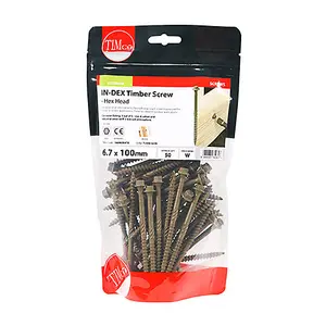 TIMCO Timber Screws Hex Flange Head Exterior Green - 6.7 x 100 (50pcs)