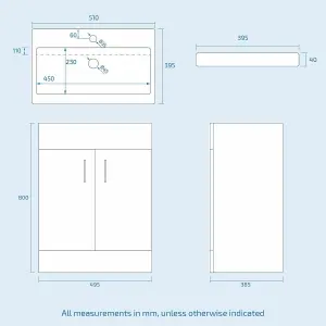 Nes Home 500mm Medium Basin Vanity Unit Floor Standing Grey