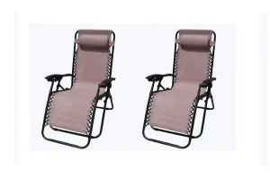 2 x Blush Pink Zero Gravity Chair Lounger