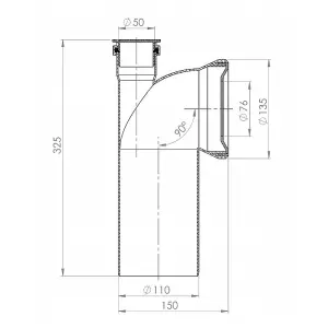 Tycner 110mm WC Toilet Waste Water Pan Soil Pipe Connector with 50mm Side Inlet