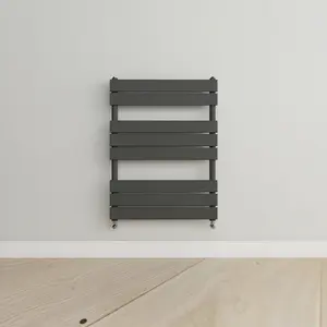 Designer Vertical Anthracite Single Panel Towel Radiator (H) 800mm x (W) 600mm, 1928 BTU.